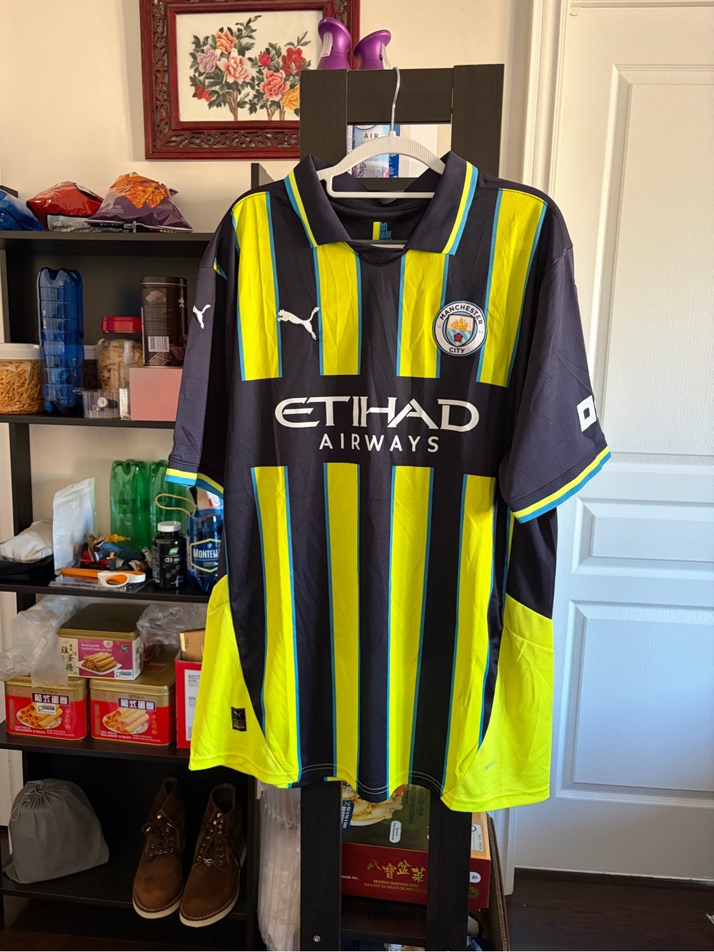 Puma Black & Neon Yellow Manchester City Football Jersey